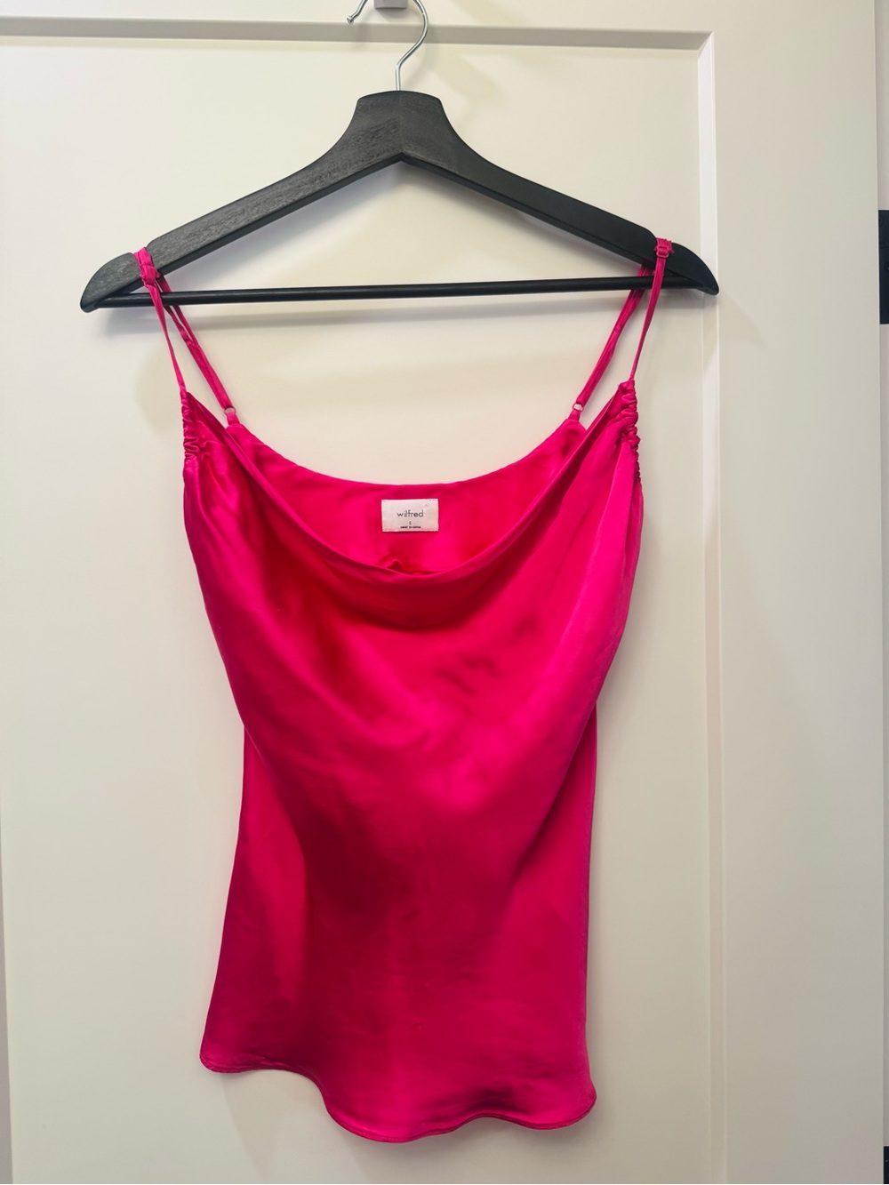 Wilfred Bright Fuchsia Satin Cowl-Neck Camisole